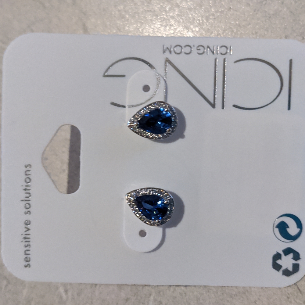 Blue post earrings
